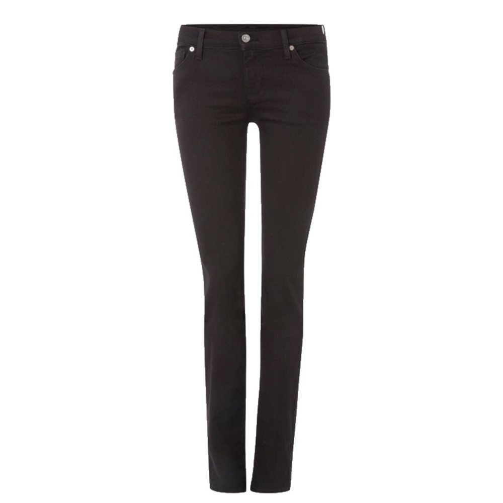 7 for all mankind straight leg black jean 31